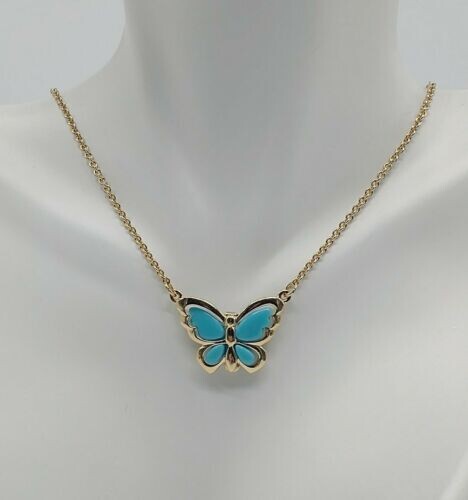 Vintage Avon Green Butterfly Pendant Necklace 16