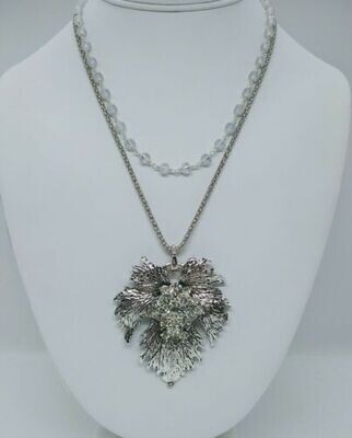 Rhinestone Maple Leaf Beaded Crystal Necklace