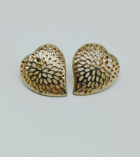 Vintage Gold Tone Heart Earrings