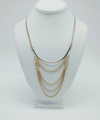 GOLD TONE CURVED BAR LAYERED CHAIN NECKLACE