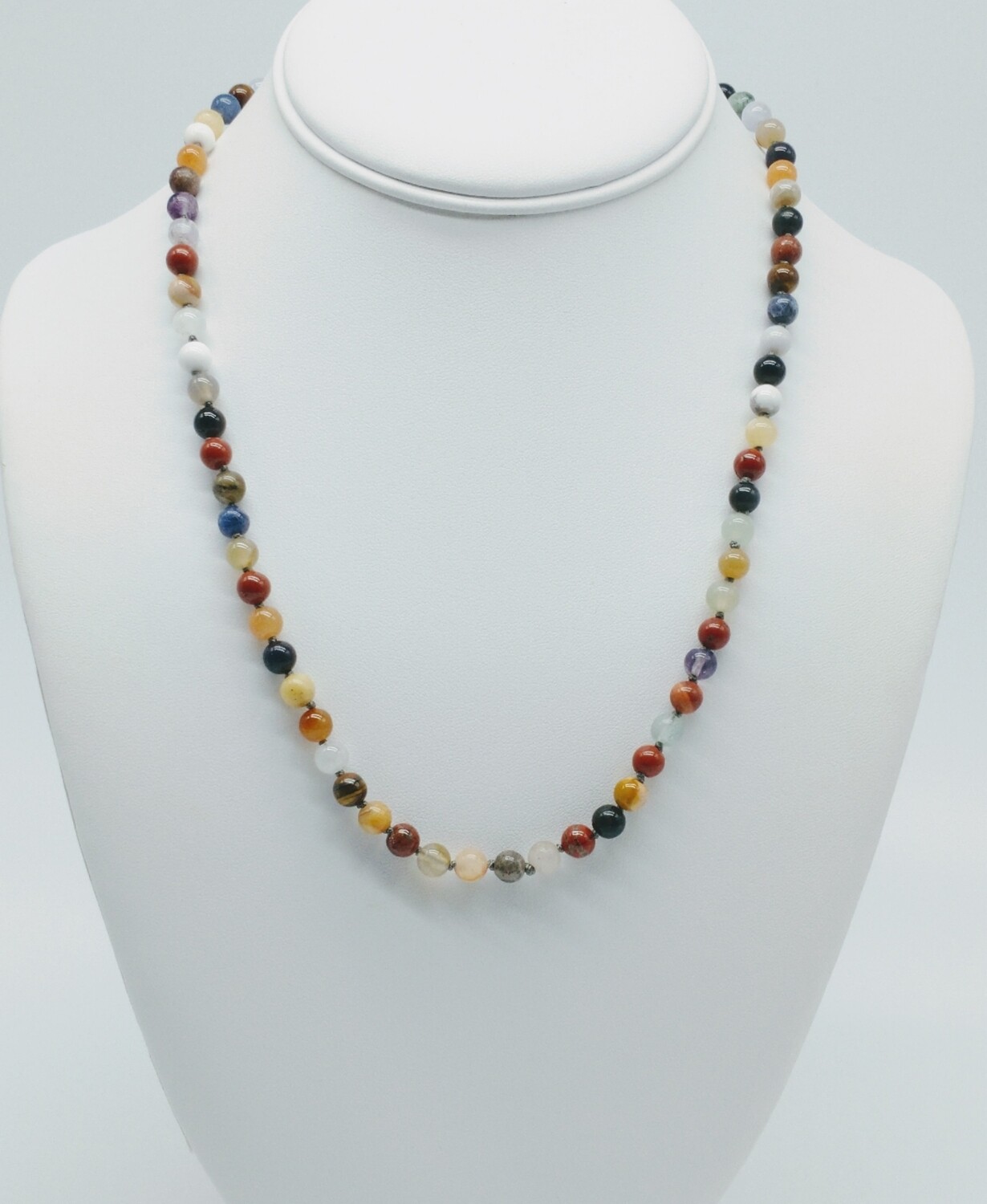Multi Gemstone Silk Knotted Beaded Necklace