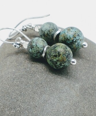 Sterling Silver African Turquoise Drop Earrings