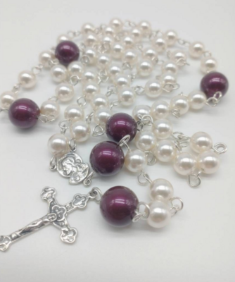 Vintage Regina Sterling Silver Swarovski Pearl Rosary
