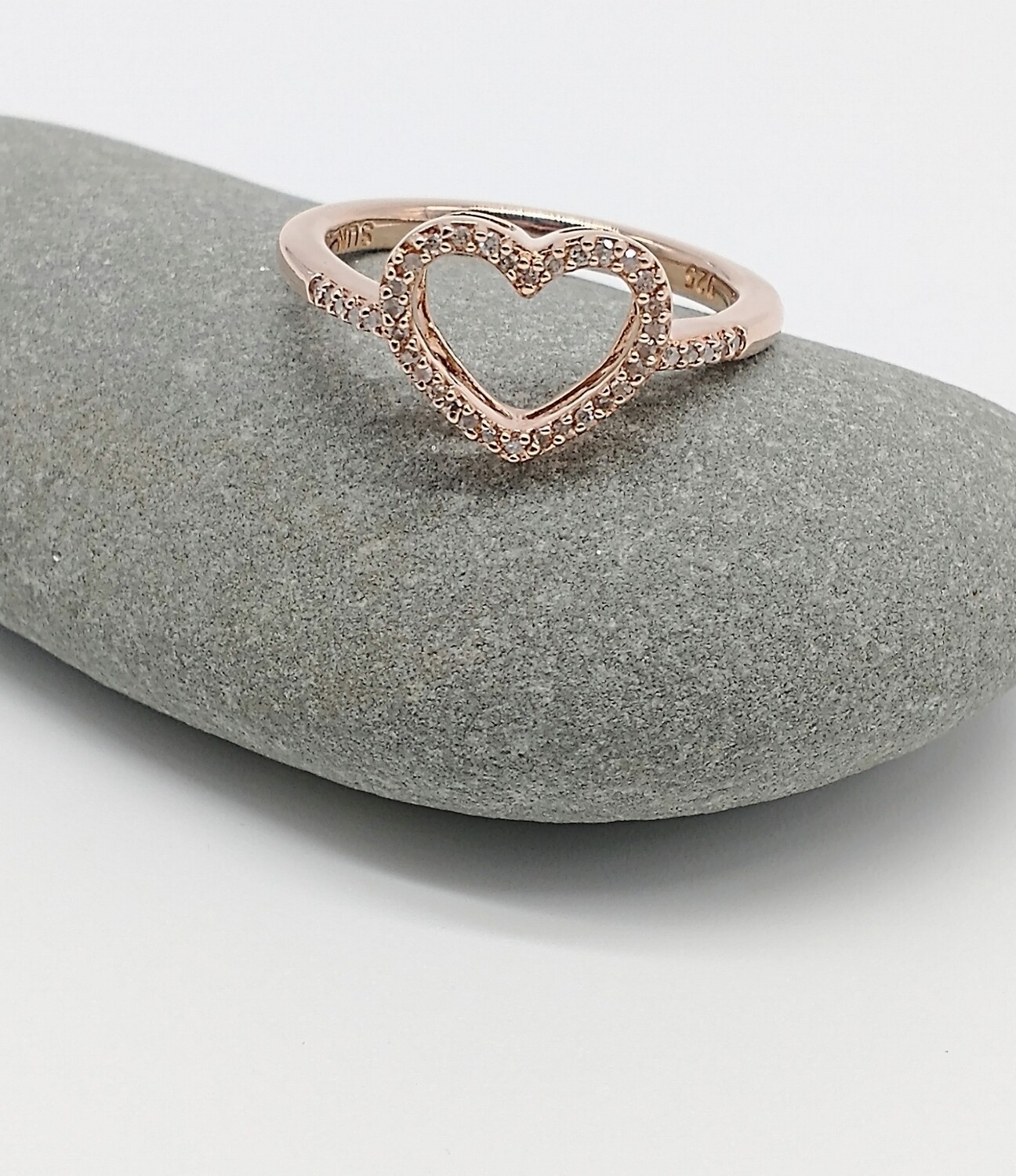 Rose Gold Vermeil Open Heart Diamond Ring