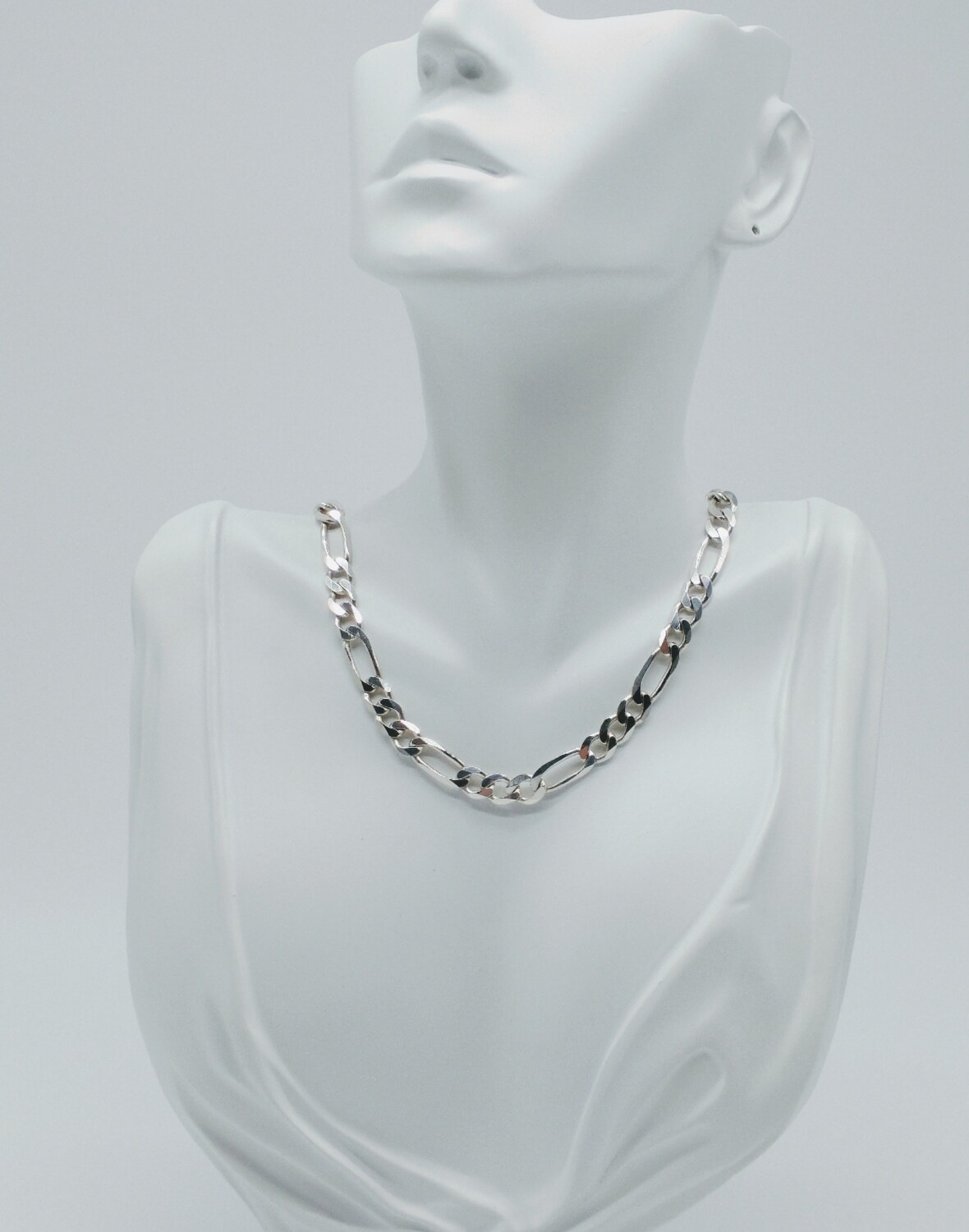 Vintage Sterling Silver 7MM Figaro Chain Necklace