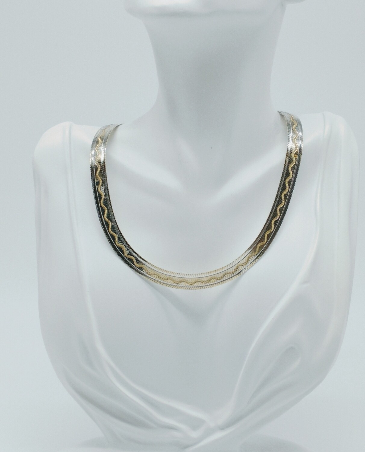 Vintage Sterling Silver Milor Italian Herringbone Chain Necklace