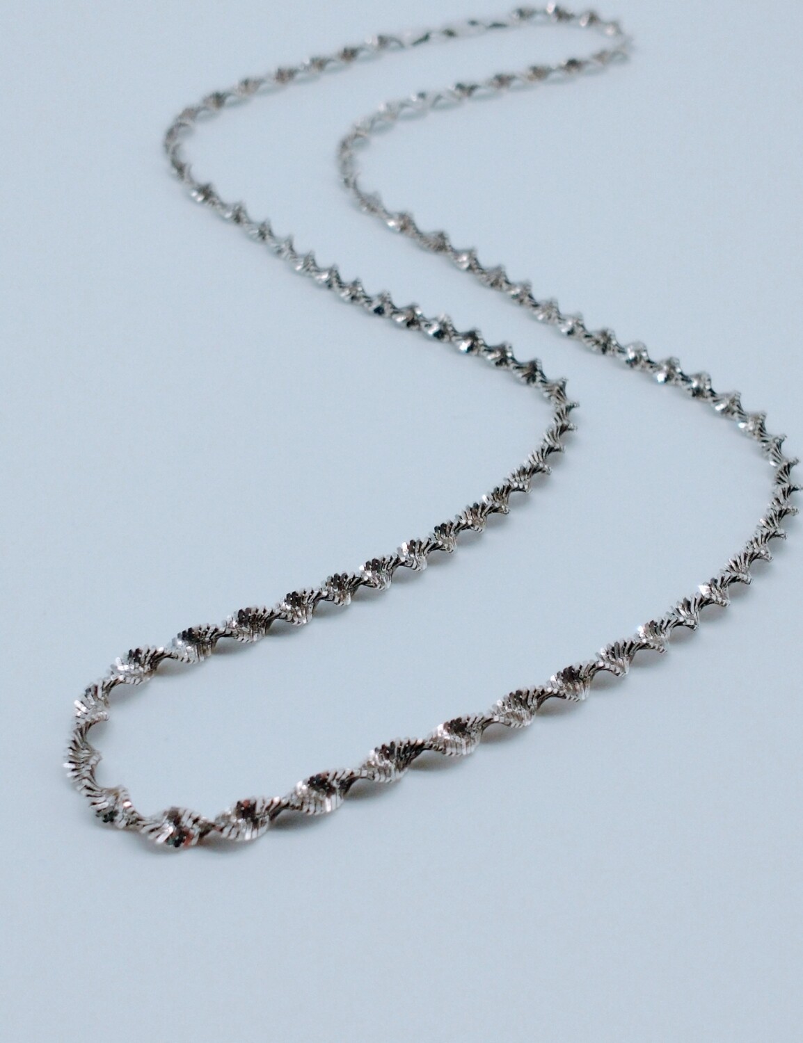 Vintage Italian Sterling Silver Twisted Herringbone Chain Necklace