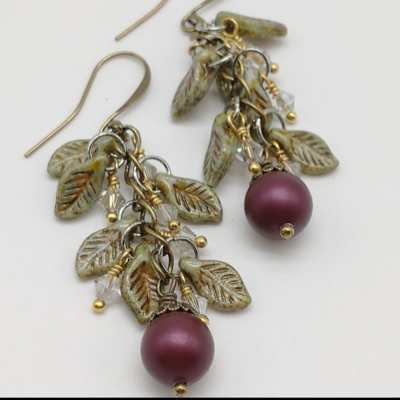 Falling Leaf Swarovski Czech Glass Earrings