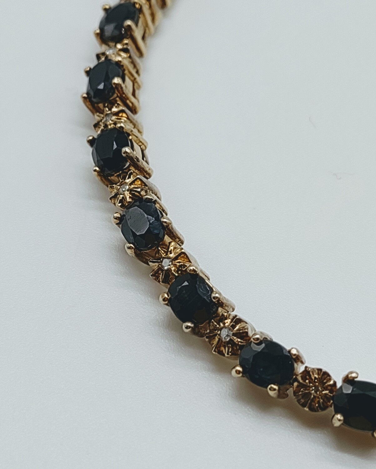Vintage Sterling Vermeil Sapphire Diamond Tennis Bracelet