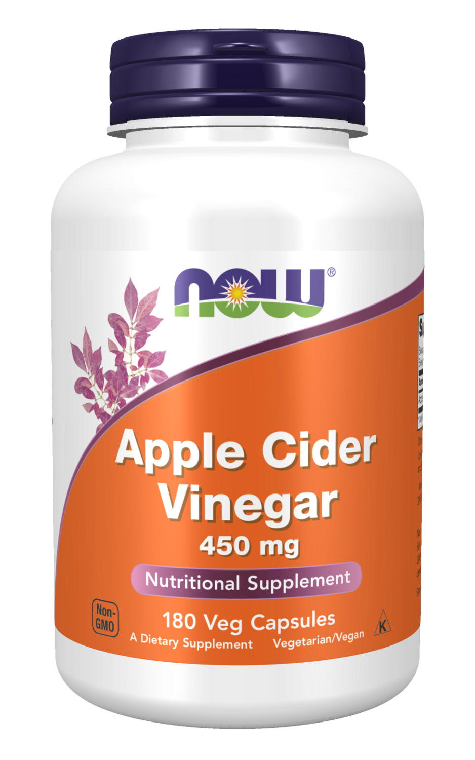 Now Apple Cider Vinegar, 450mcg (180ct) Veg Capsules