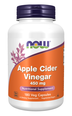 Now Apple Cider Vinegar, 450mcg (180ct) Veg Capsules