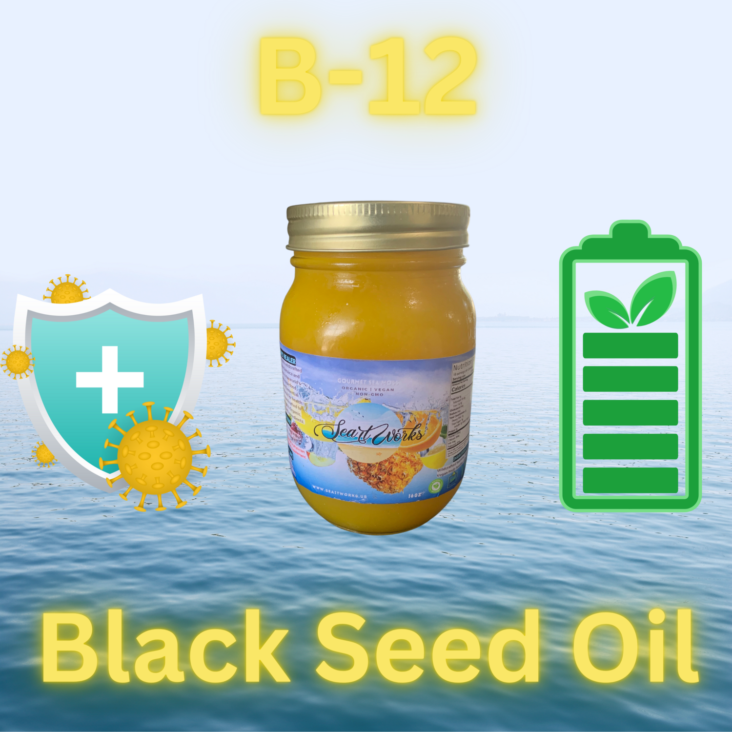 Black Seed Oil Sea Moss Gel, 16oz