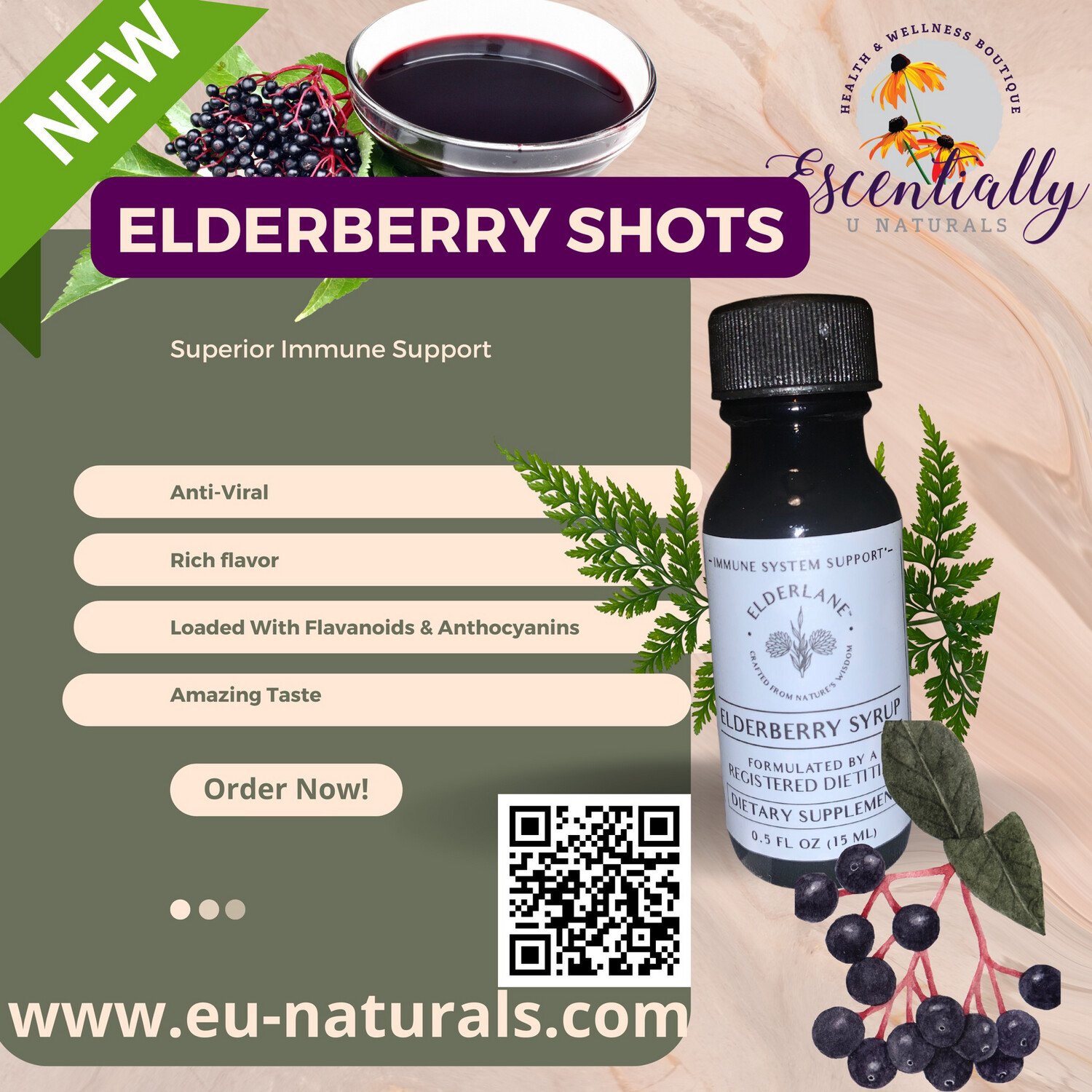 Elderlane Elderberry Syrup Immunity Shot, .5oz
