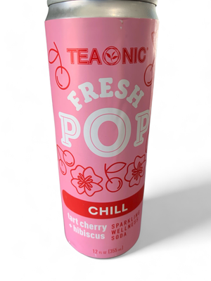 Teaonic Fresh Pop Chill Sparklin Wellness Soda, Tart Cherry+ Hibiscus 12oz