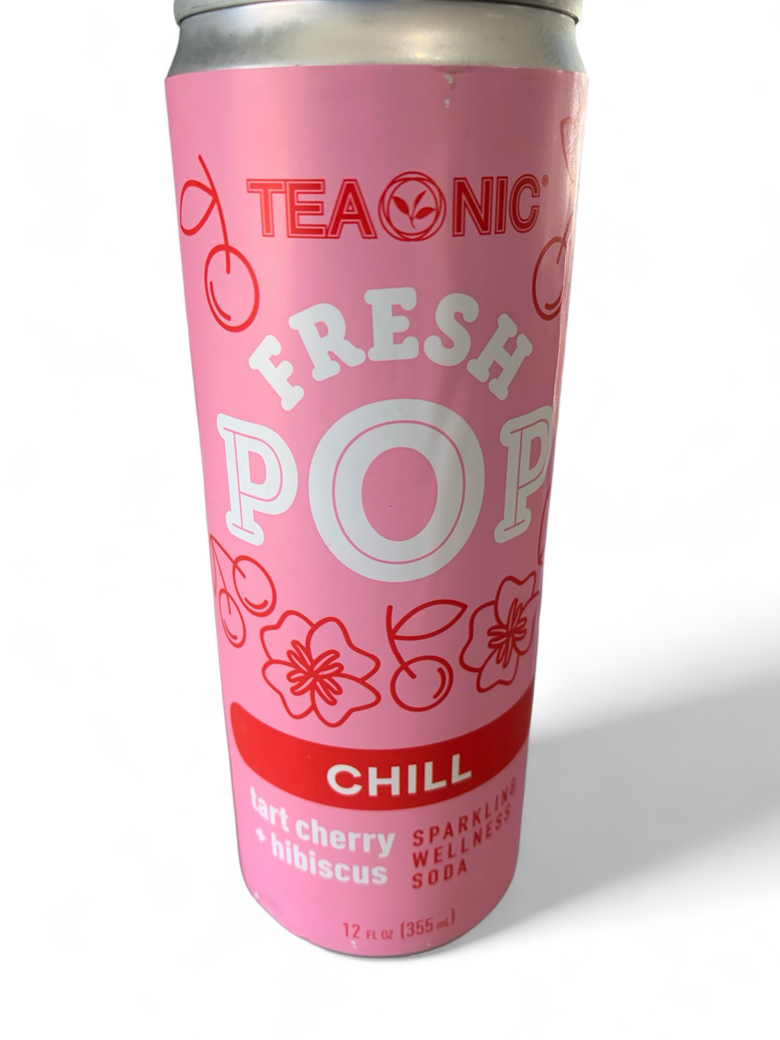 Teaonic Fresh Pop Chill Sparklin Wellness Soda, Tart Cherry+ Hibiscus 12oz