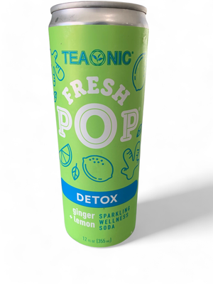 Teaonic Fresh Pop Detox Sparklin Wellness Soda, Ginger + Lemon 12oz