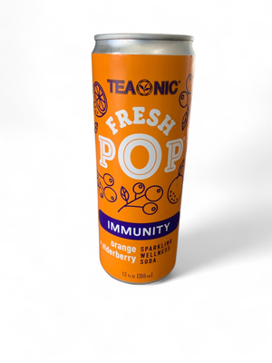 Teaonic Fresh Pop Immunity Sparklin Wellness Soda, Orange + Elderberry 12oz