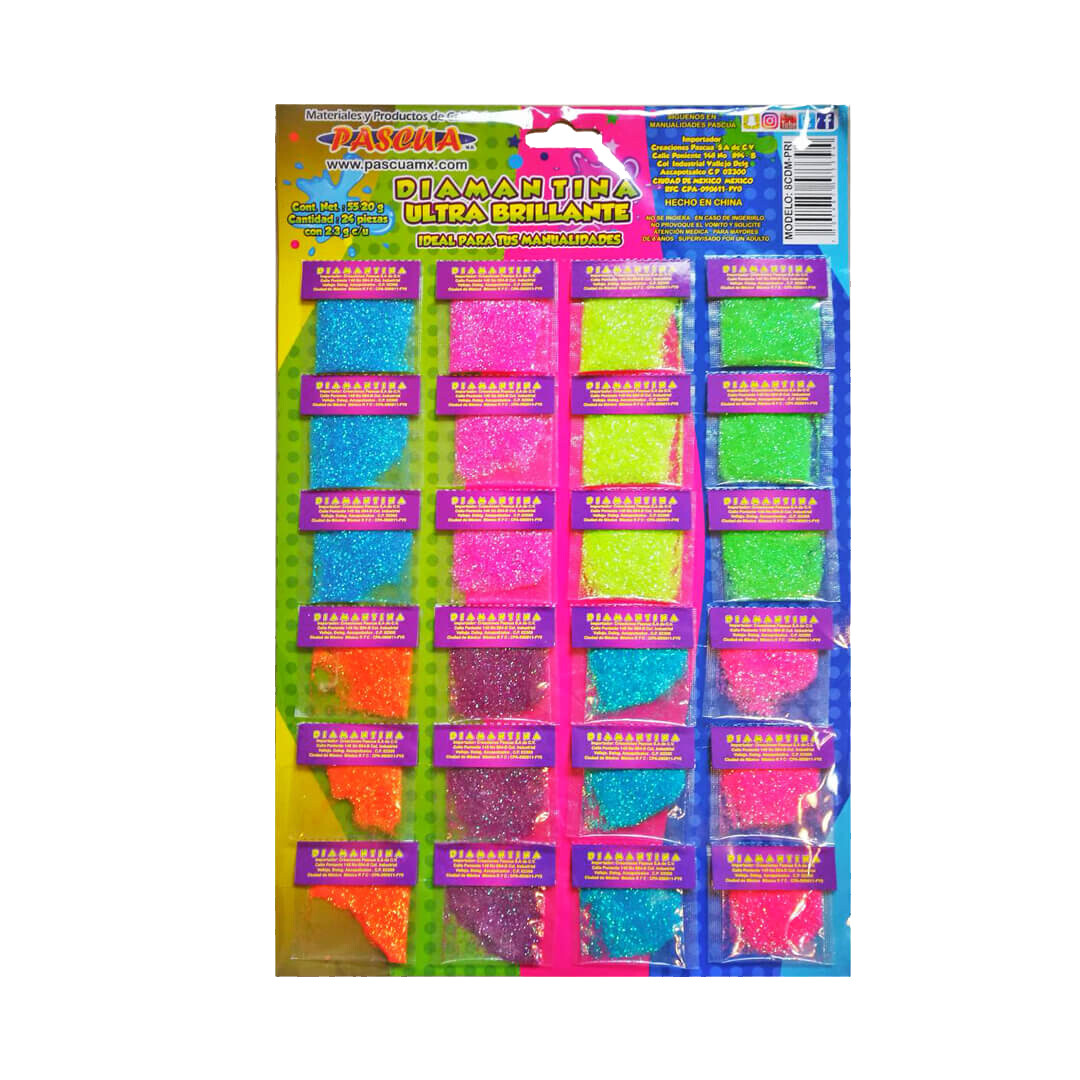 8CDM-PRI CARTON C/DIAMANTINA 3 GR/BL