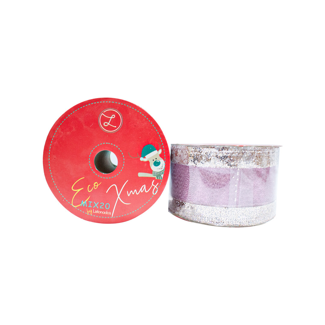 LISTON NAVIDEÑO LISTONADOS GLITTER 63MM C/9.1 MT