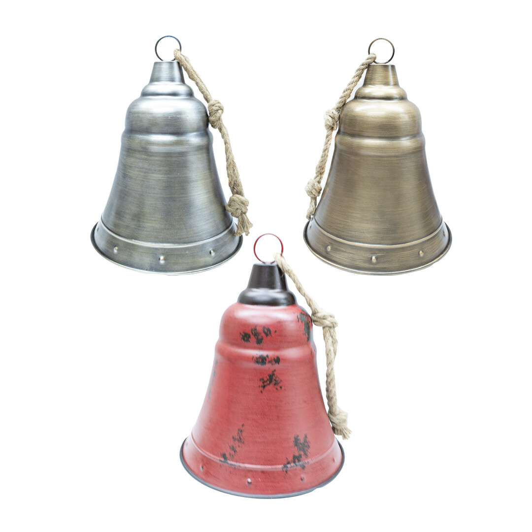 CAMPANA METALICA DECORATIVA C/LAZO YUTE 35.5 CM