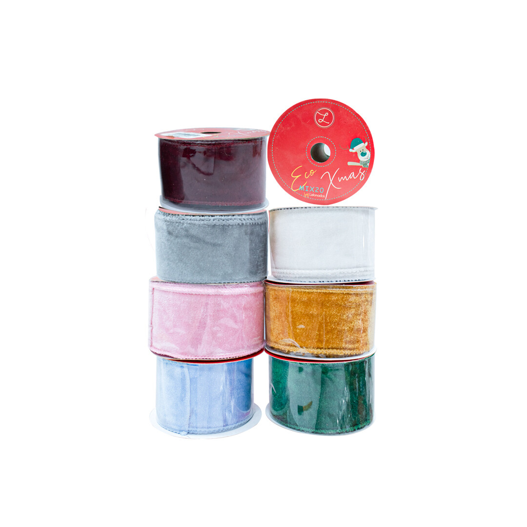 LISTON NAVIDEÑO LISTONADOS TERCIOPELO 63MM C/4.5 MT
