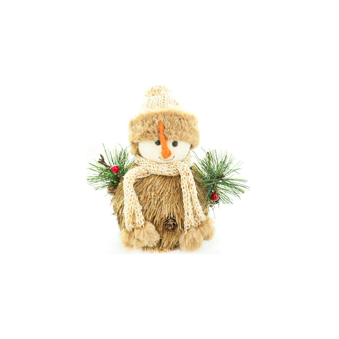 19001-65 MUÑECO DE NIEVE NATURAL C/GORRO PZ