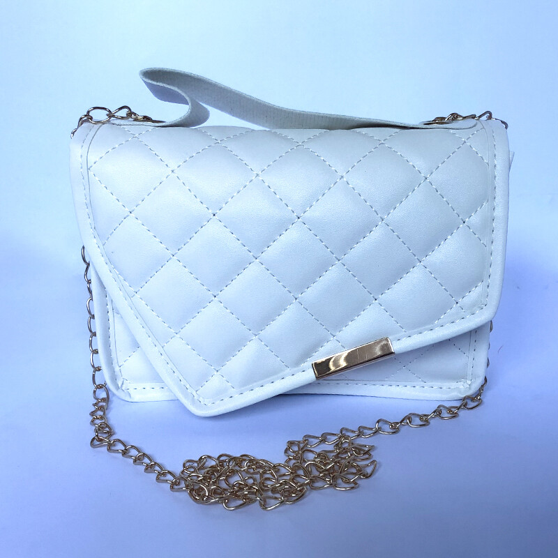 Quilted Flap Chain Square Bag (WHITE)