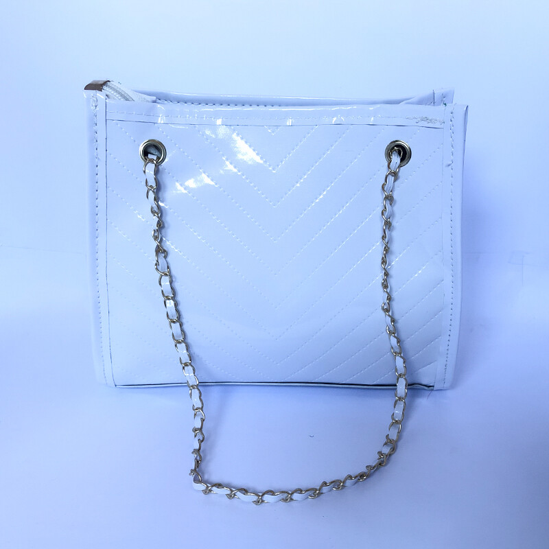 Minimalist Chevron Chain Square Bag (WHITE)