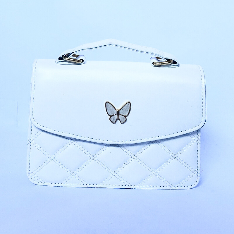 Butterfly Decor Quilted Flap Square Bag (WHITE)
