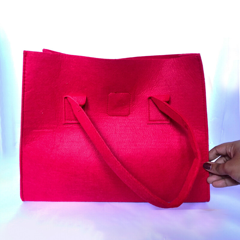 Snap Button Top Handle Bag (RED)