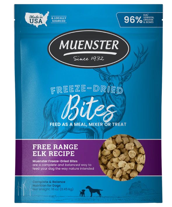 Elk Bites Freeze-Dried Complete & Balanced Food and Treats for Dogs Elk Bites Freeze-Dried Complete & Balanced Food and Treats for Dogs
