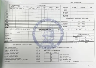 ENGINE ROOM LOG BOOK