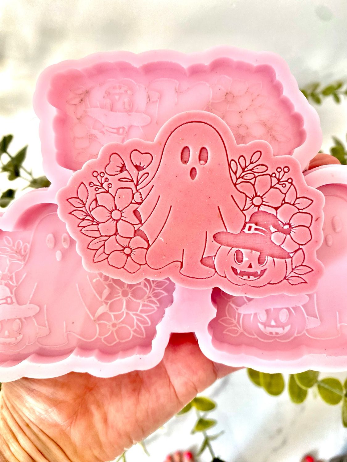 Triple Ghostly Flowered Pumpkin Patch Mold