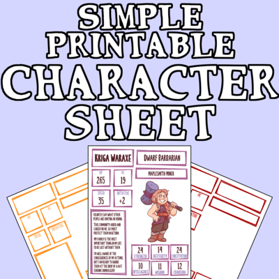 Printable Simple D&D Character Cover Sheet