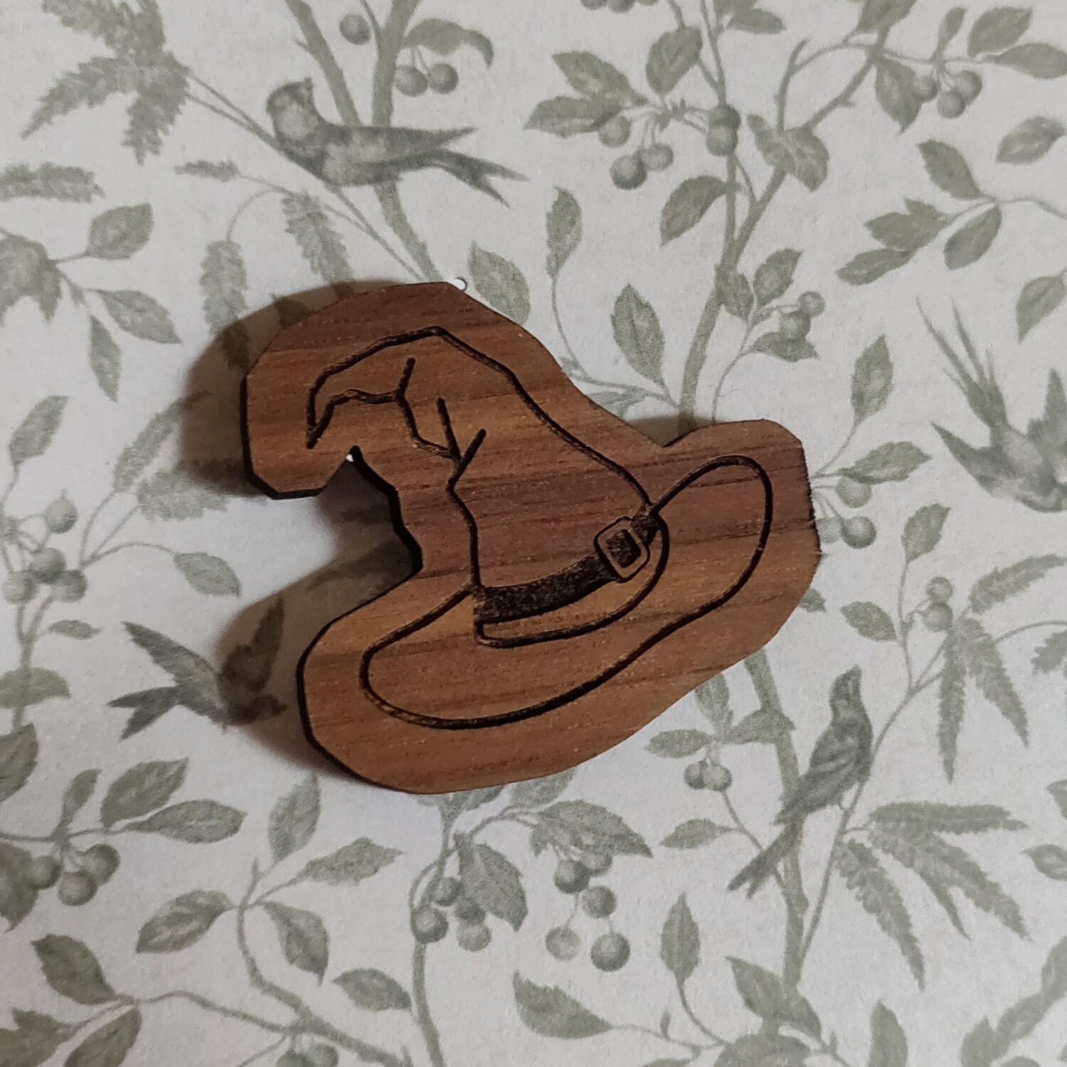 Wooden Witch Hat Pin