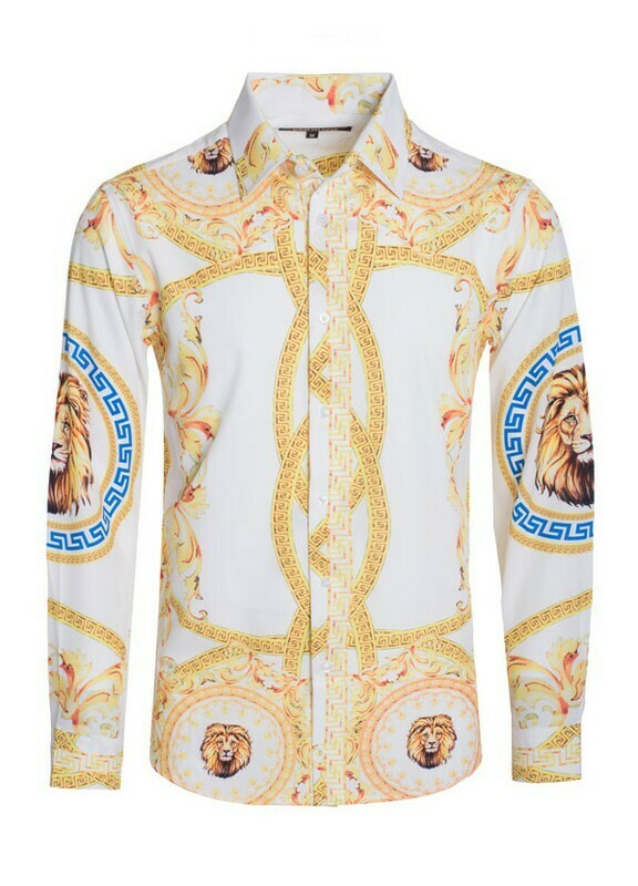 men designer inspired print dress shirts