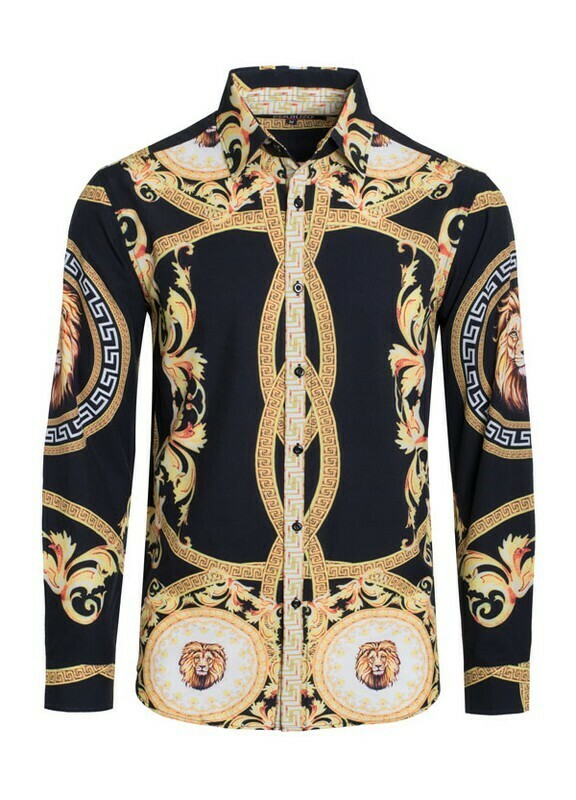 men designer inspired print dress shirts