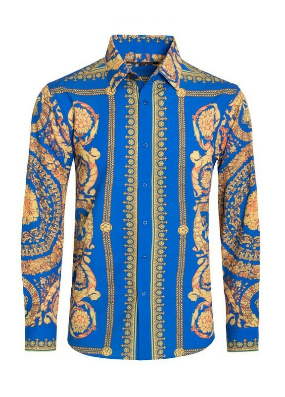 men designer inspired print dress shirts