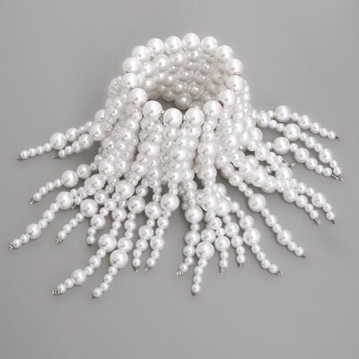 white drip pearled bracelet