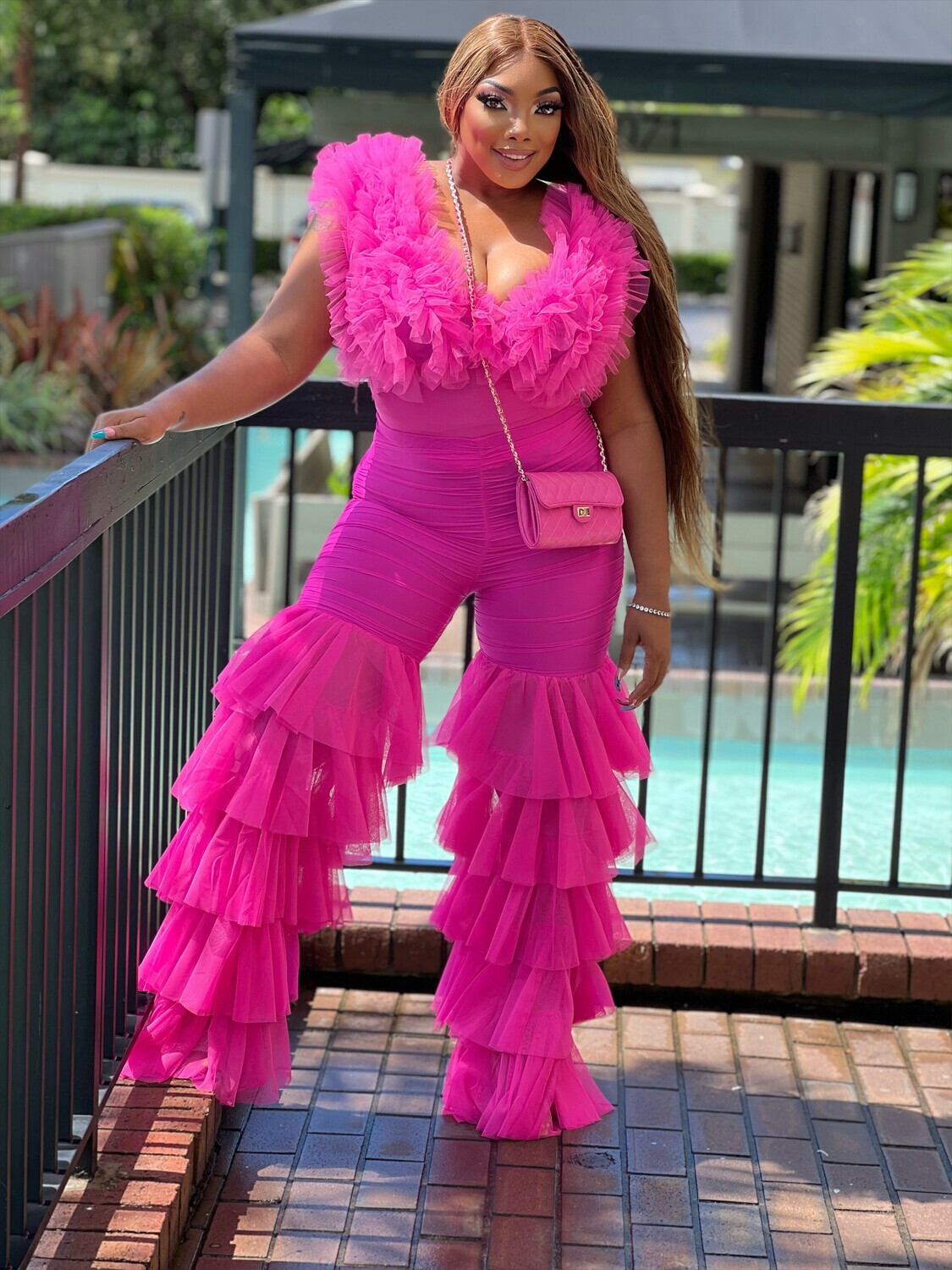 &quot;VIBRANT THING&quot; RUFFLE MESH TOP