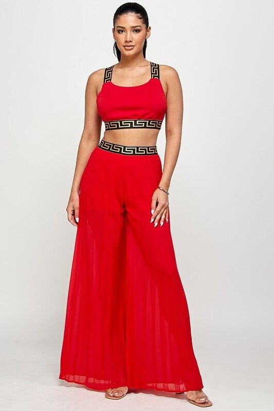 Mariah BANDED TANK TOP WITH WIDE LEG PANTS
