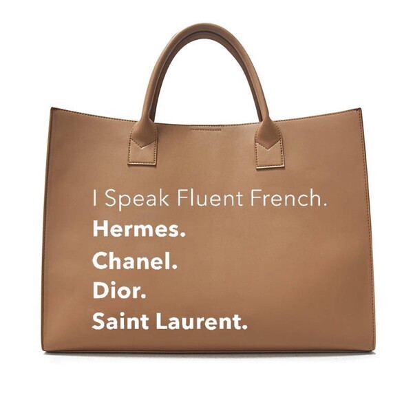 I speak fluent fashion tote purse