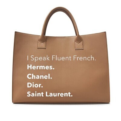 I speak fluent fashion tote purse