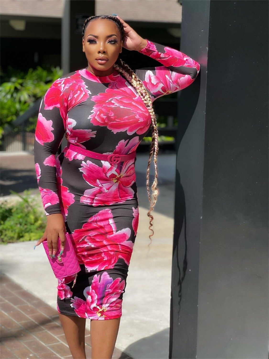 First date flower midi dress