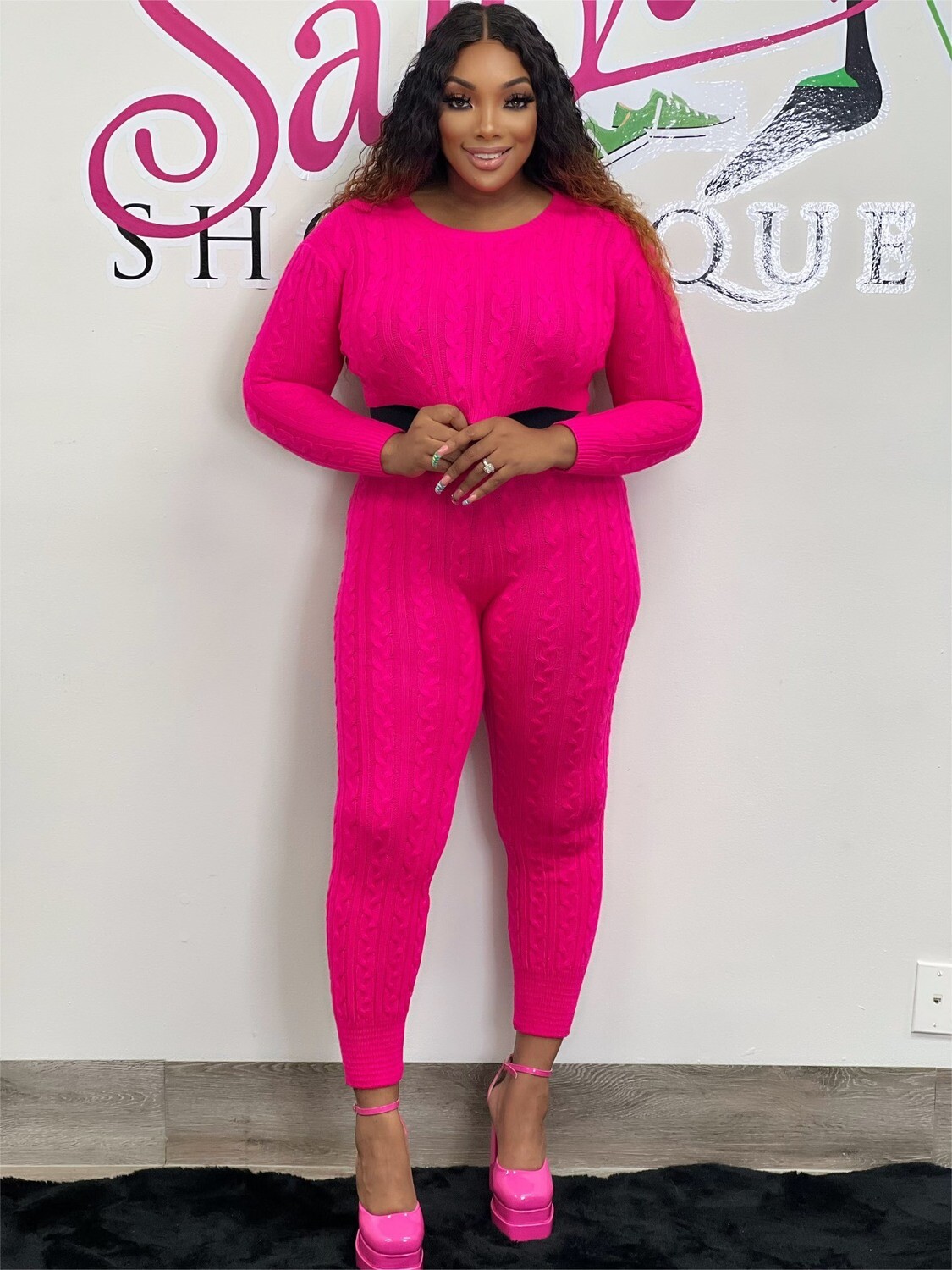 SEEING PINK RIBBED 2 PIECE SET