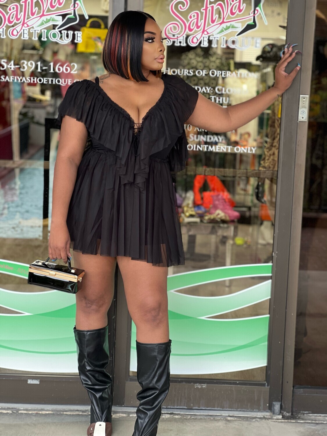 think deep dress-Black