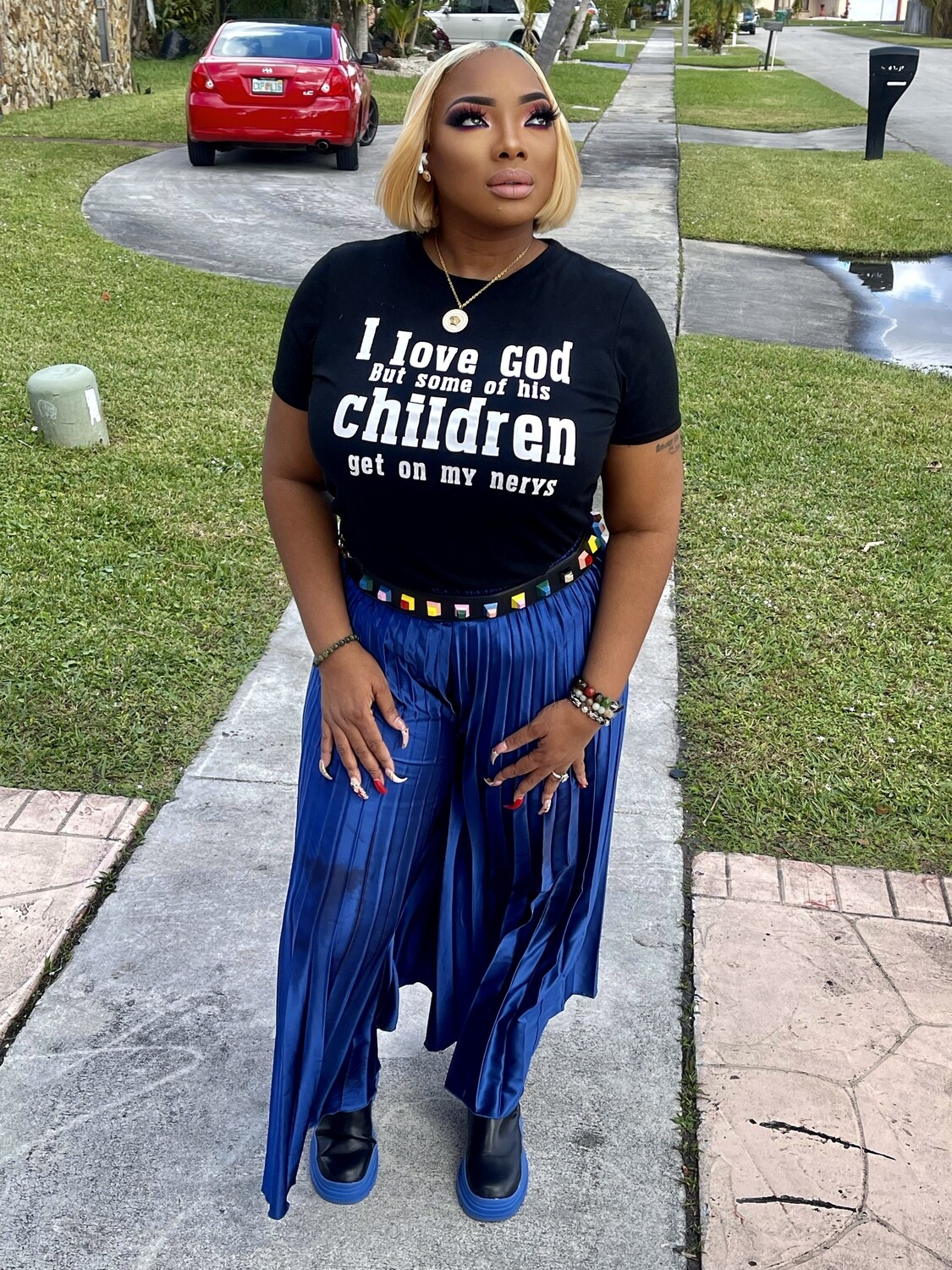I LOVE GOD Letter Print Short Sleeve Tshirt