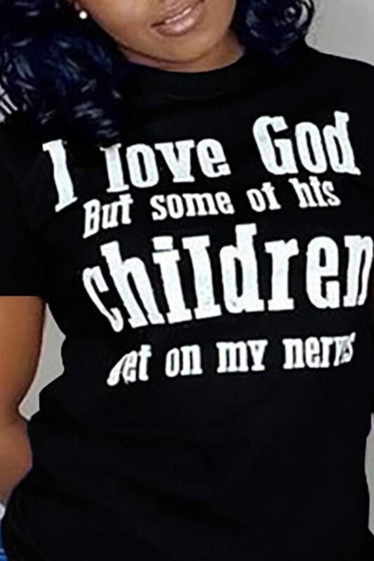 I LOVE GOD Letter Print Short Sleeve Tshirt