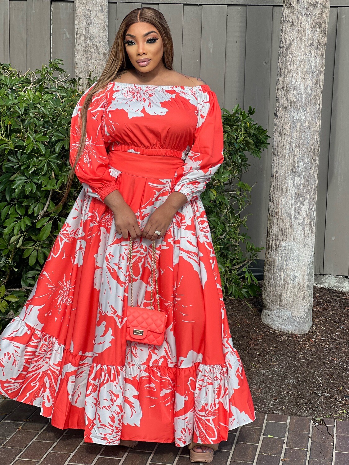 JASMINE OFF SHOULDER TOP AND MAXI SKIRT SET