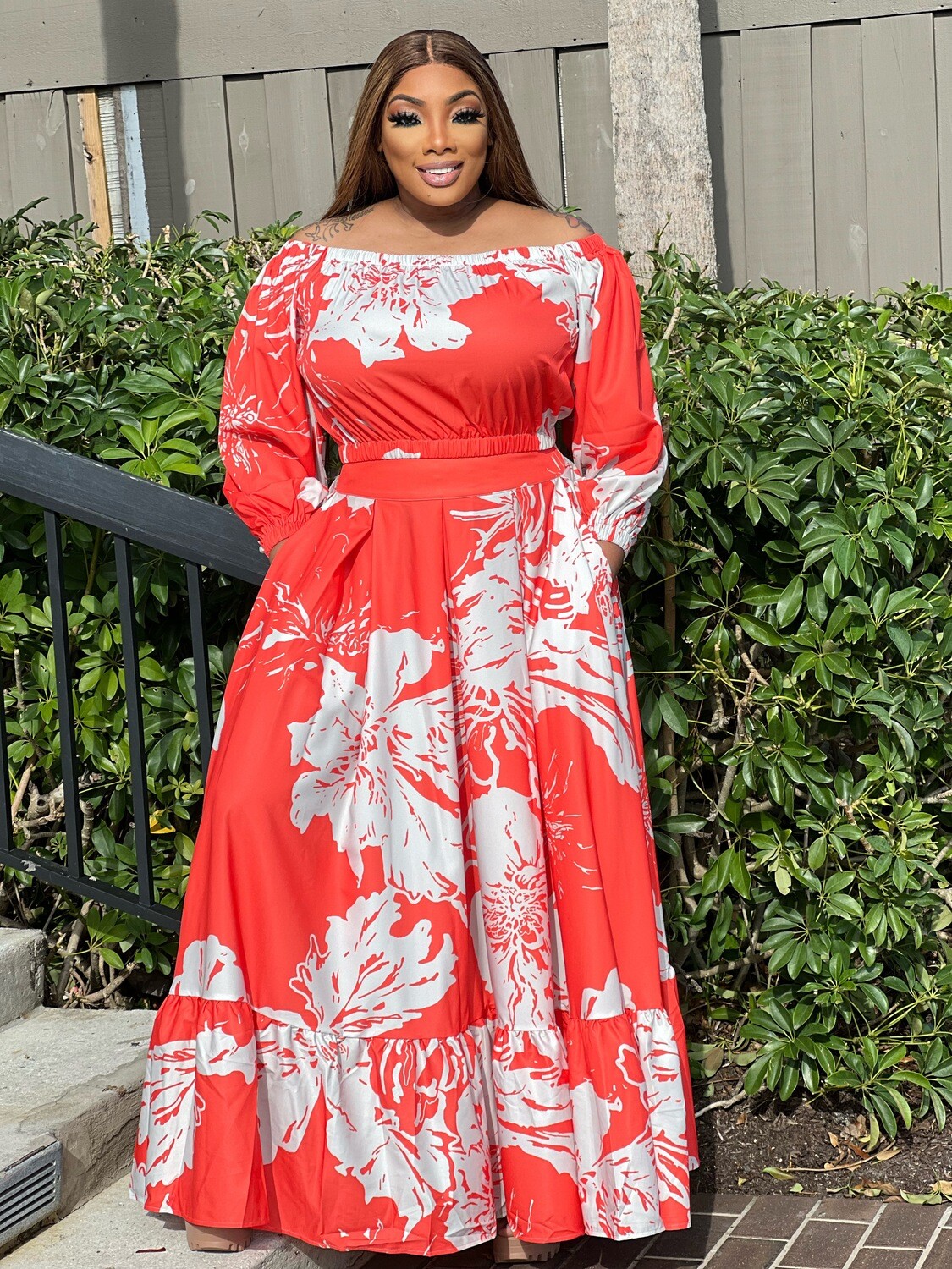 JASMINE OFF SHOULDER TOP AND MAXI SKIRT SET